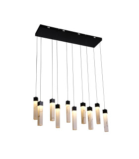 Moonbeam 10 Light Celling Pendant Black Metal & Marbleised Resin-1