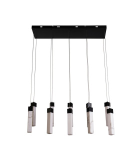 Moonbeam 10 Light Celling Pendant Black Metal & Marbleised Resin-2