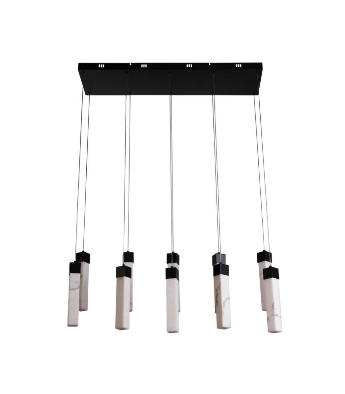 Moonbeam 10 Light Celling Pendant Black Metal & Marbleised Resin-2
