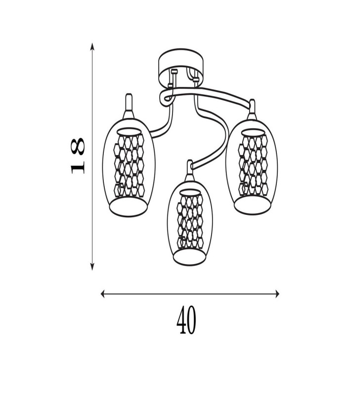 Lovell 3 Light Flush Light- Chrome Metal, Smoked Glass & Crystal Glass