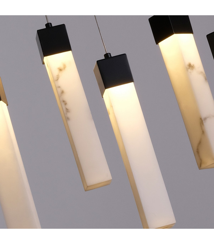 Moonbeam 10 Light Celling Pendant Black Metal & Marbleised Resin-3