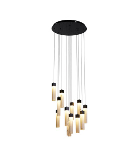 Moonbeam 13 Light Celling Pendant Black Metal & Marbleised Resin-1
