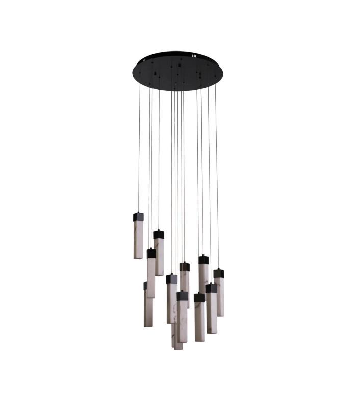 Moonbeam 13 Light Celling Pendant Black Metal & Marbleised Resin-2