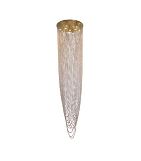 Swoop 10 Light Celling Pendant Satin Brass & Clear Crystal-1