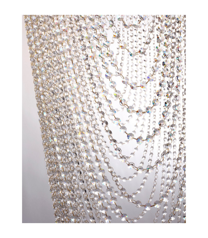 Swoop 10 Light Celling Pendant Satin Brass & Clear Crystal-3