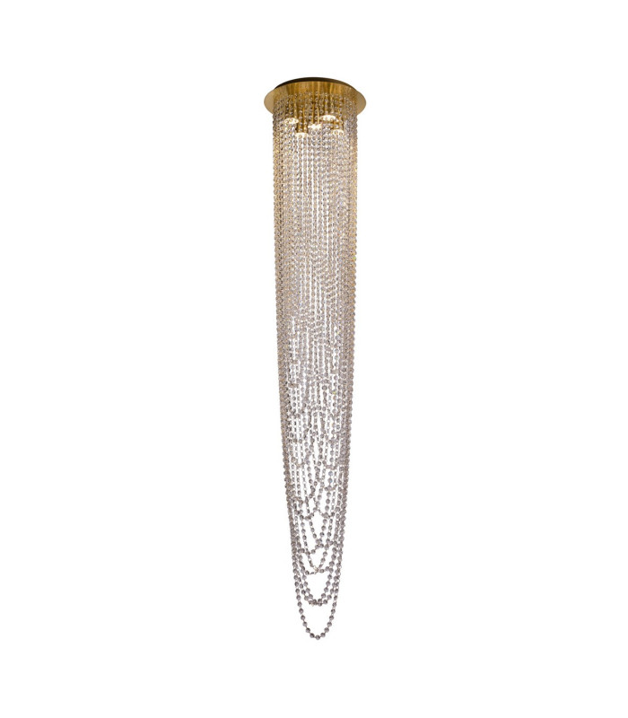 Swoop 5 Light Celling Pendant Satin Brass & Clear Crystal-1