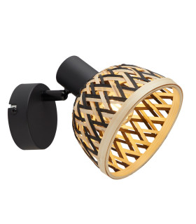 Lance Spotlight Wall Lamp Black Metal & Bamboo Shade-1