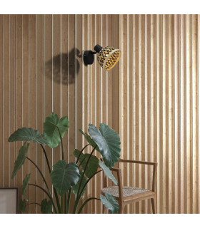 Lance Spotlight Wall Lamp Black Metal & Bamboo Shade-2
