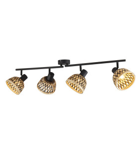 Lance 4 Light Spotlight Bar Black Metal & Bamboo Shade-1