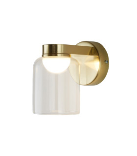 Highball LED Wall Lamp Satin Brass & Clear Glass IP44-1