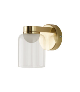 Highball LED Wall Lamp Satin Brass & Clear Glass IP44-2