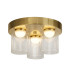Highball LED 3 Light Flush Light Ceiling Light  Satin Brass & Clear Glass IP44-1
