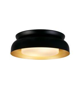 Kendal 2 Light Flush Light Black & Gold Metal with Frosted Diffuser-1