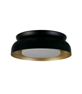 Kendal 2 Light Flush Light Black & Gold Metal with Frosted Diffuser-2