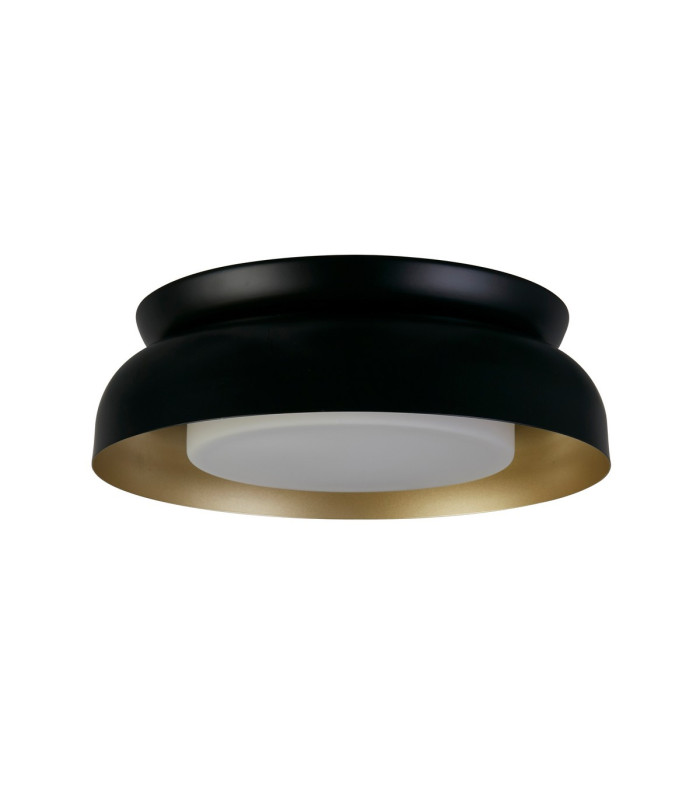 Kendal 2 Light Flush Light Black & Gold Metal with Frosted Diffuser-2