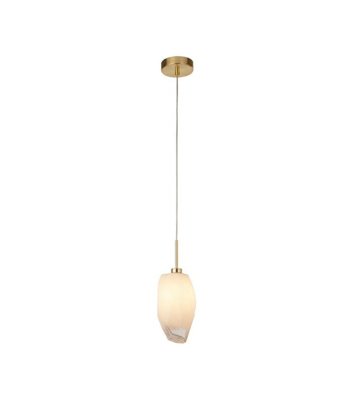Rocky 1 Light Celling Pendant Satin Brass Metal & Glass-1