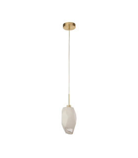 Rocky 1 Light Celling Pendant Satin Brass Metal & Glass-2