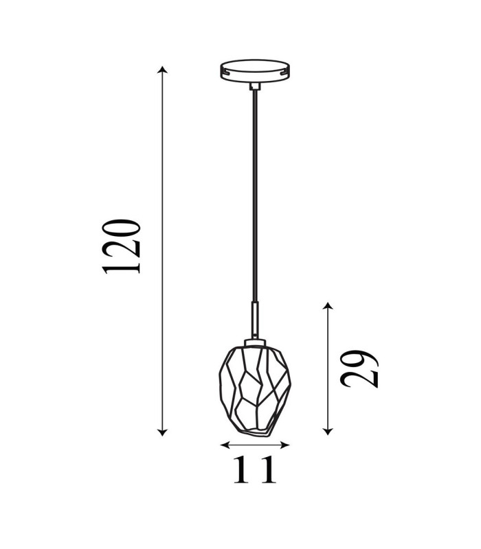 Rocky 1 Light Celling Pendant, Satin Brass Metal & Glass