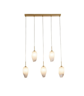 Rocky 5 Light Bar Celling Pendant Satin Brass Metal & Glass-1