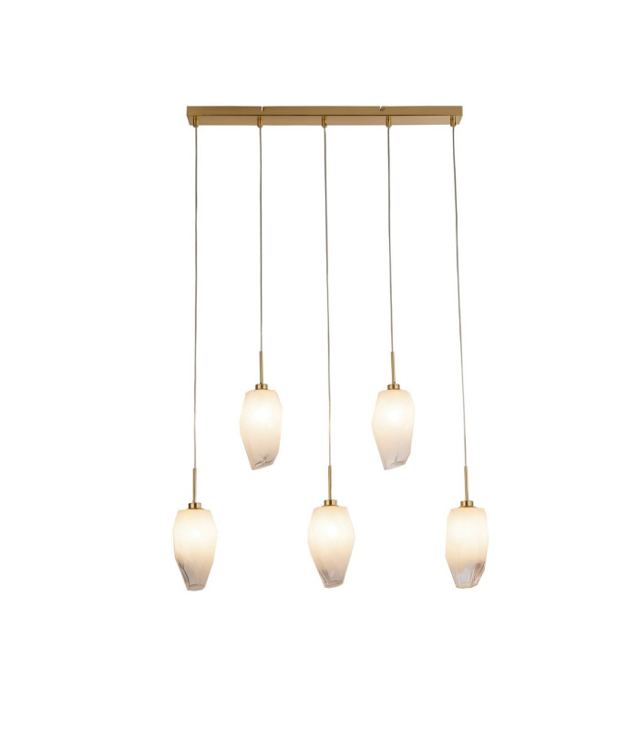 Rocky 5 Light Bar Celling Pendant Satin Brass Metal & Glass-1