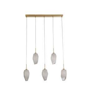 Rocky 5 Light Bar Celling Pendant Satin Brass Metal & Glass-2