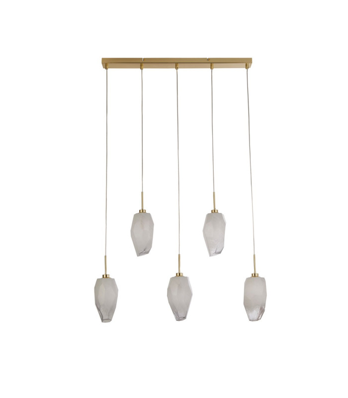 Rocky 5 Light Bar Celling Pendant Satin Brass Metal & Glass-2