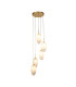 Rocky 5 Light Cluster Light Drop Celling Pendant Satin Brass Metal & Glass-1