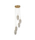 Rocky 5 Light Cluster Light Drop Celling Pendant Satin Brass Metal & Glass-2