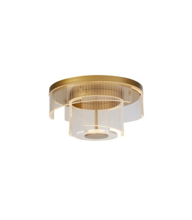 Deco LED Flush Light Gold Metal and Clear Acrylic-1