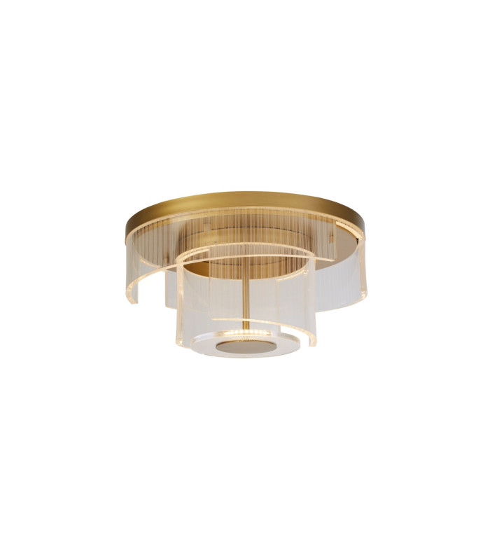 Deco LED Flush Light Gold Metal and Clear Acrylic-1