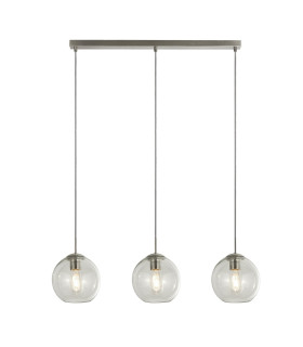 Balls 3 Light Bar Celling Pendant Chrome Metal & Clear Glass-1