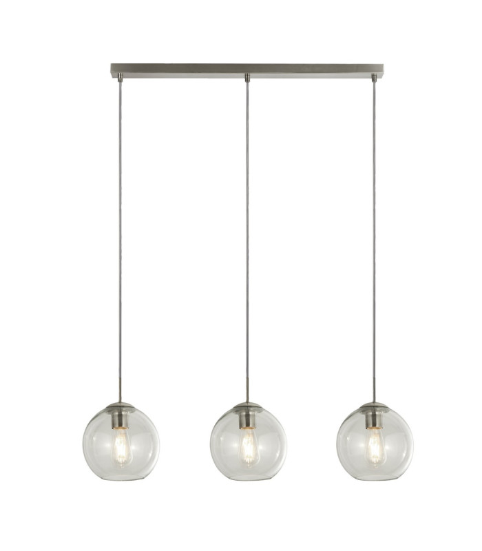 Balls 3 Light Bar Celling Pendant Chrome Metal & Clear Glass-1