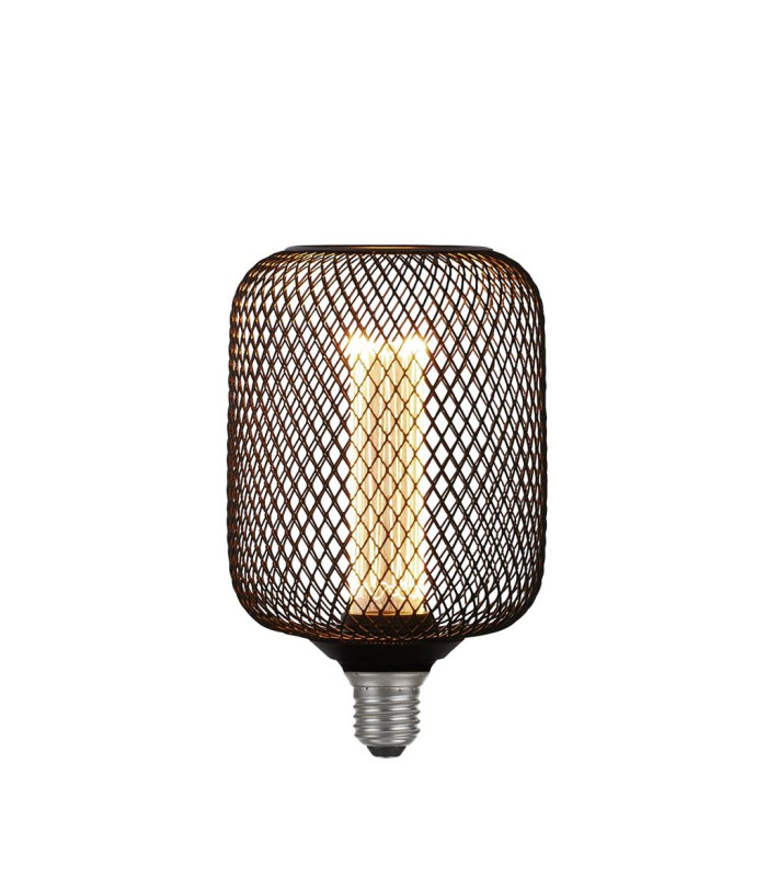 Wire Mesh Effect Drum Lamp Black Metal-1