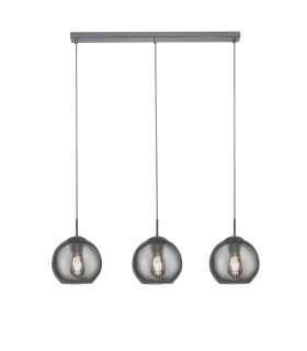 Balls 3 Light Bar Celling Pendant Chrome Metal & Smoked Glass-1