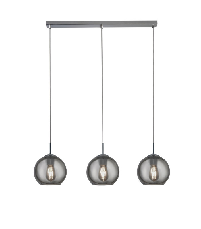 Balls 3 Light Bar Celling Pendant Chrome Metal & Smoked Glass-1