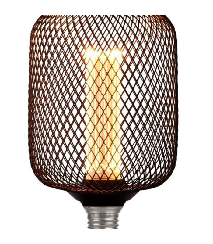 Wire Mesh Effect Drum Lamp Black Metal-3