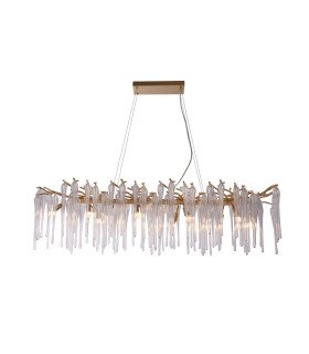 Heritage 10 Light Diner Bar Celling Pendant Gold Metal and Clear Glass-1