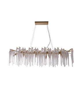 Heritage 10 Light Diner Bar Celling Pendant Gold Metal and Clear Glass-2