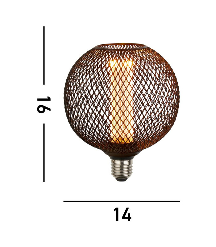 Wire Mesh Effect Globe Lamp Black Metal