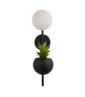 Lunar Wall Lamp Black Metal & Opal Glass-2
