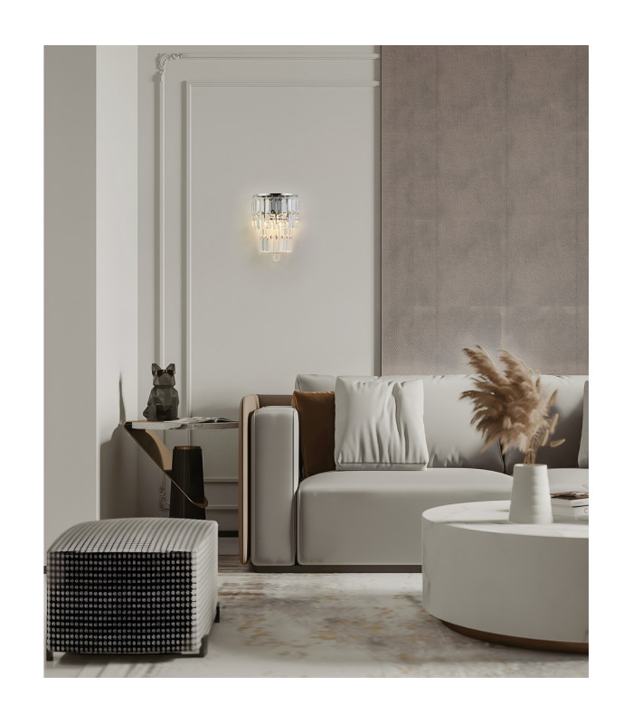Empire 2 Light Wall Lamp Chrome with Clear Crystal-4
