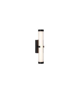 Clamp Wall Lamp Black Metal Ribbed Clear & Opal Diffuser-1