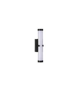 Clamp Wall Lamp Black Metal Ribbed Clear & Opal Diffuser-2