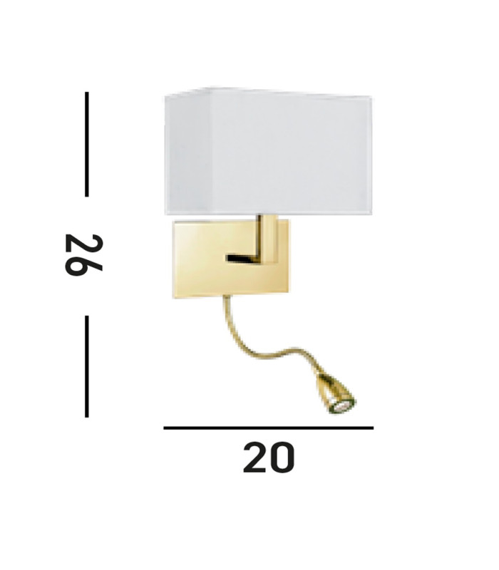 Hotel Wall Lamp- Satin Brass Metal & White Fabric Shade-4