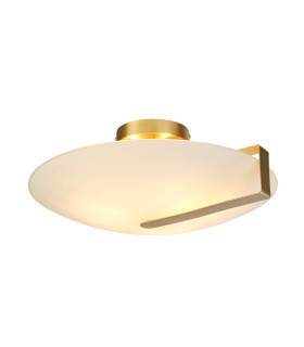 Sundial Flush Light Ceiling Light - Gold Metal & Frosted Glass-1