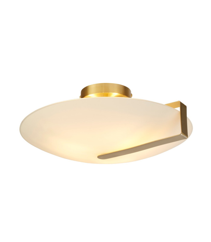 Sundial Flush Light Ceiling Light - Gold Metal & Frosted Glass-1