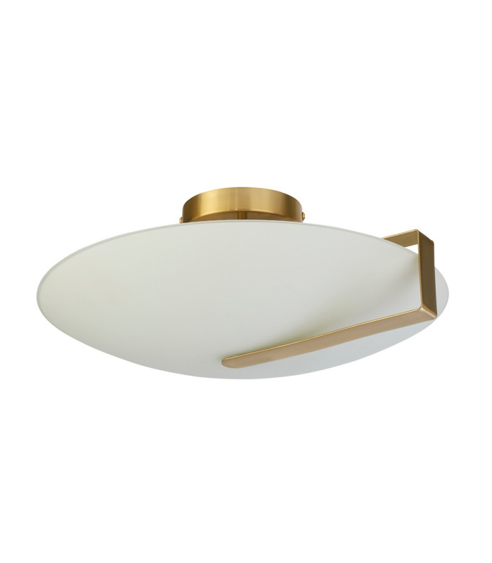 Sundial Flush Light Ceiling Light - Gold Metal & Frosted Glass-2
