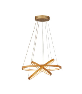 Eternity LED Celling Pendant Natural Bamboo & Gold Metal