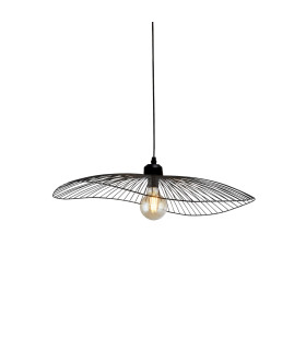 Wave Celling Pendant Convertible to Flush Light Ceiling Light - Black Metal-1