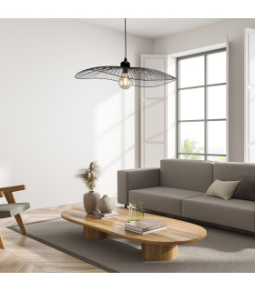 Wave Celling Pendant Convertible to Flush Light Ceiling Light - Black Metal-2